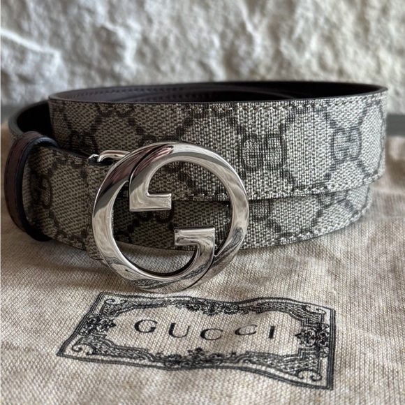 Gucci Other - NWT Gucci Supreme GG Silver Monogram Belt (90)